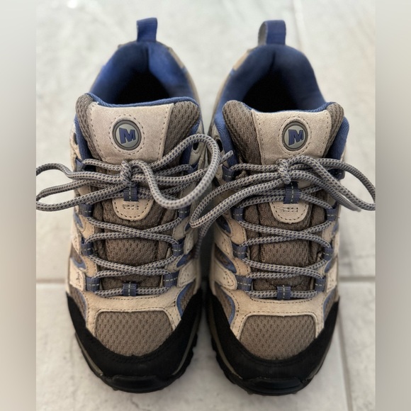 Merrell Moab 2 Low Top Hiking Boot Taupe Blue WO’s 6 Vibram Sole Custom Footbeds - Picture 2 of 16